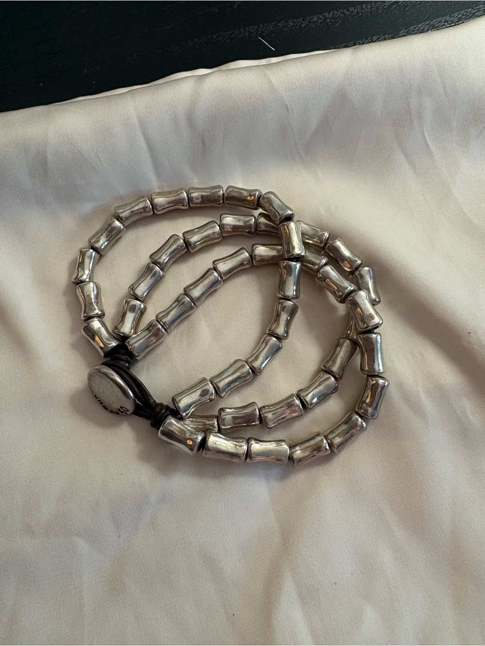 UNO de 50 Silver-Tone Bead bracelet